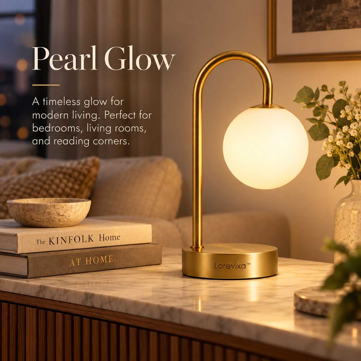 Kelmarixa™ Arc Pearl Globe Table Lamp